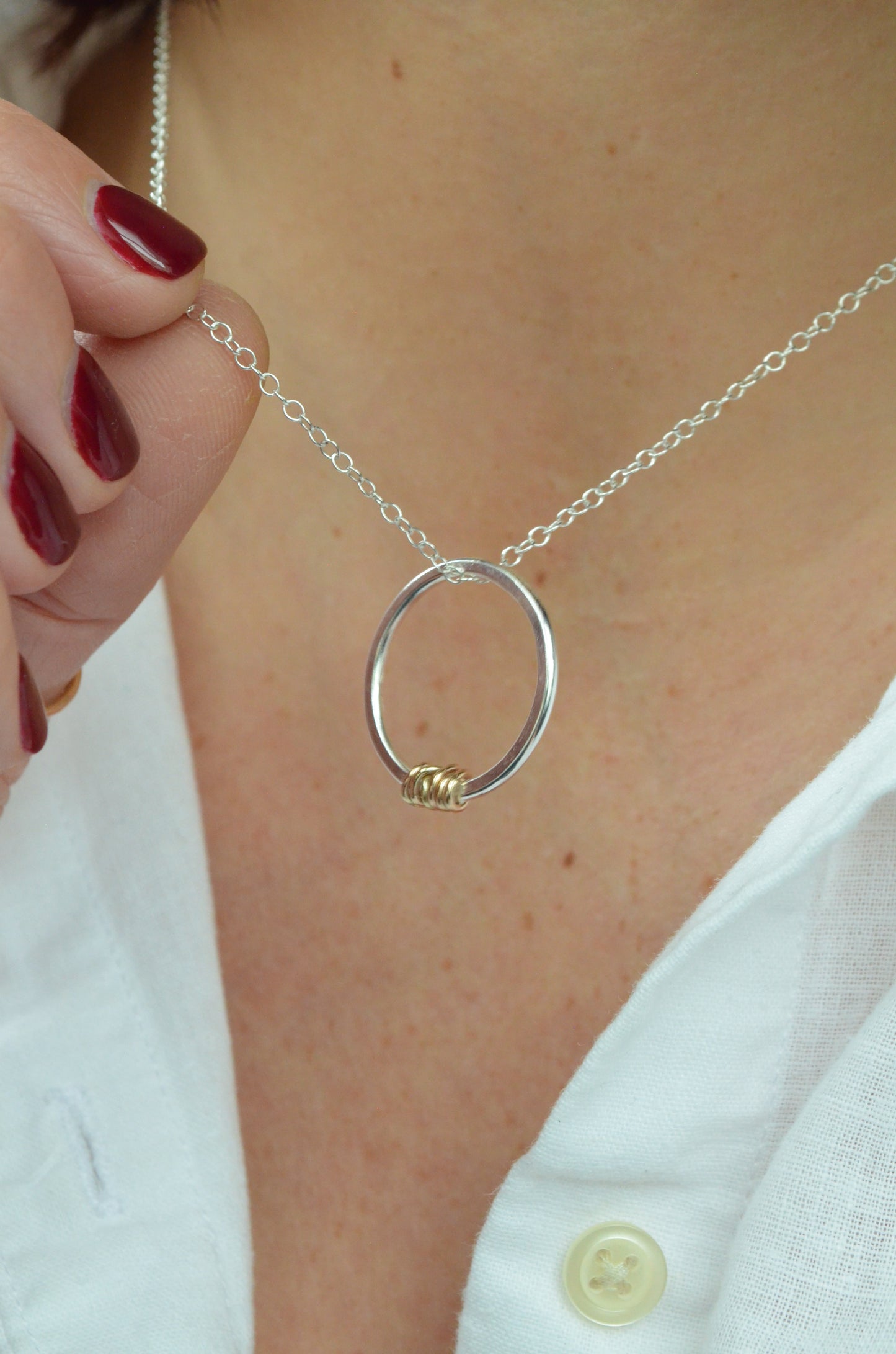 The Tanner Hoop Necklace - sterling silver hoop necklace with 12ct filled gold twist