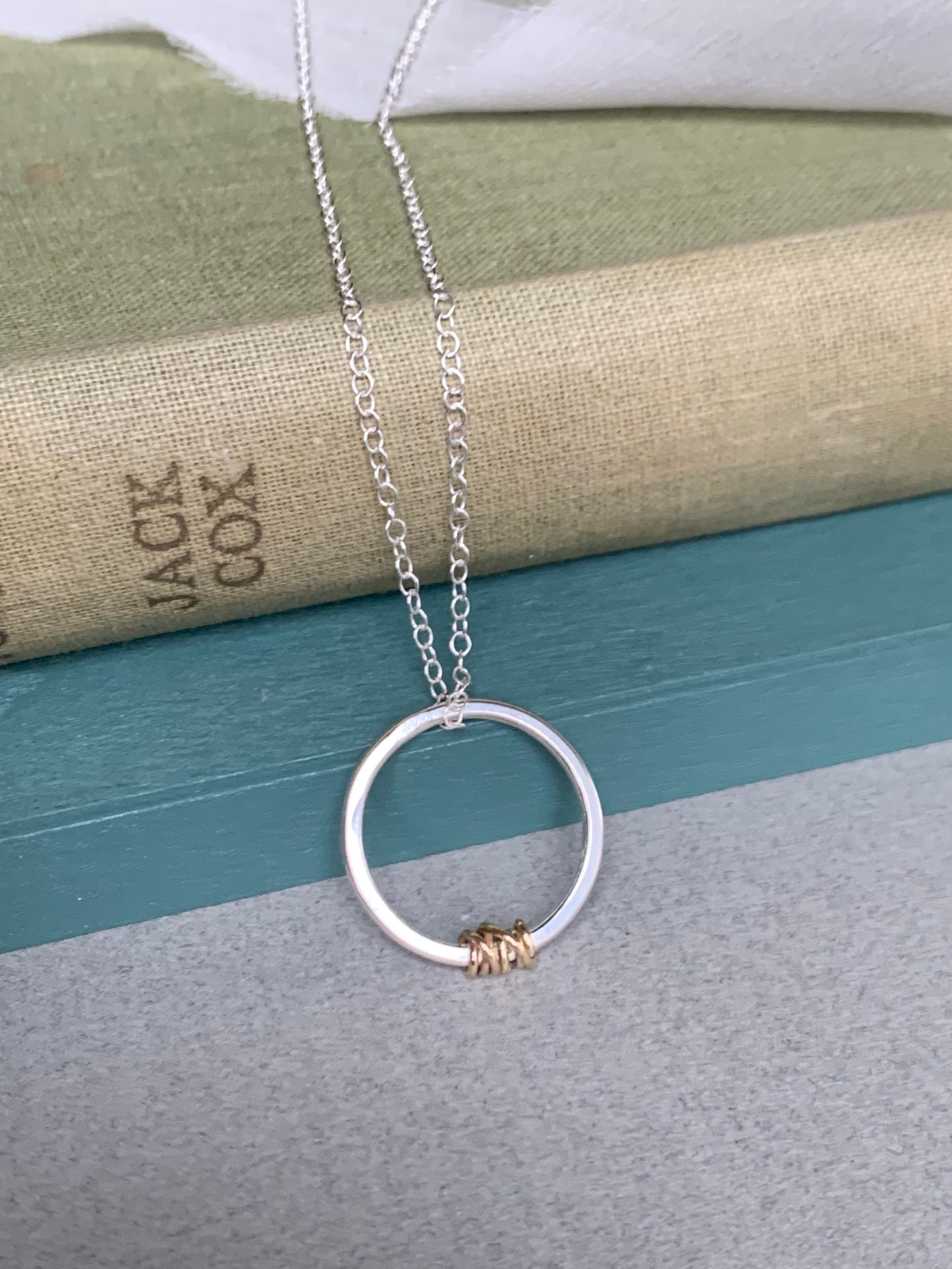 The Tanner Hoop Necklace - sterling silver hoop necklace with 12ct filled gold twist