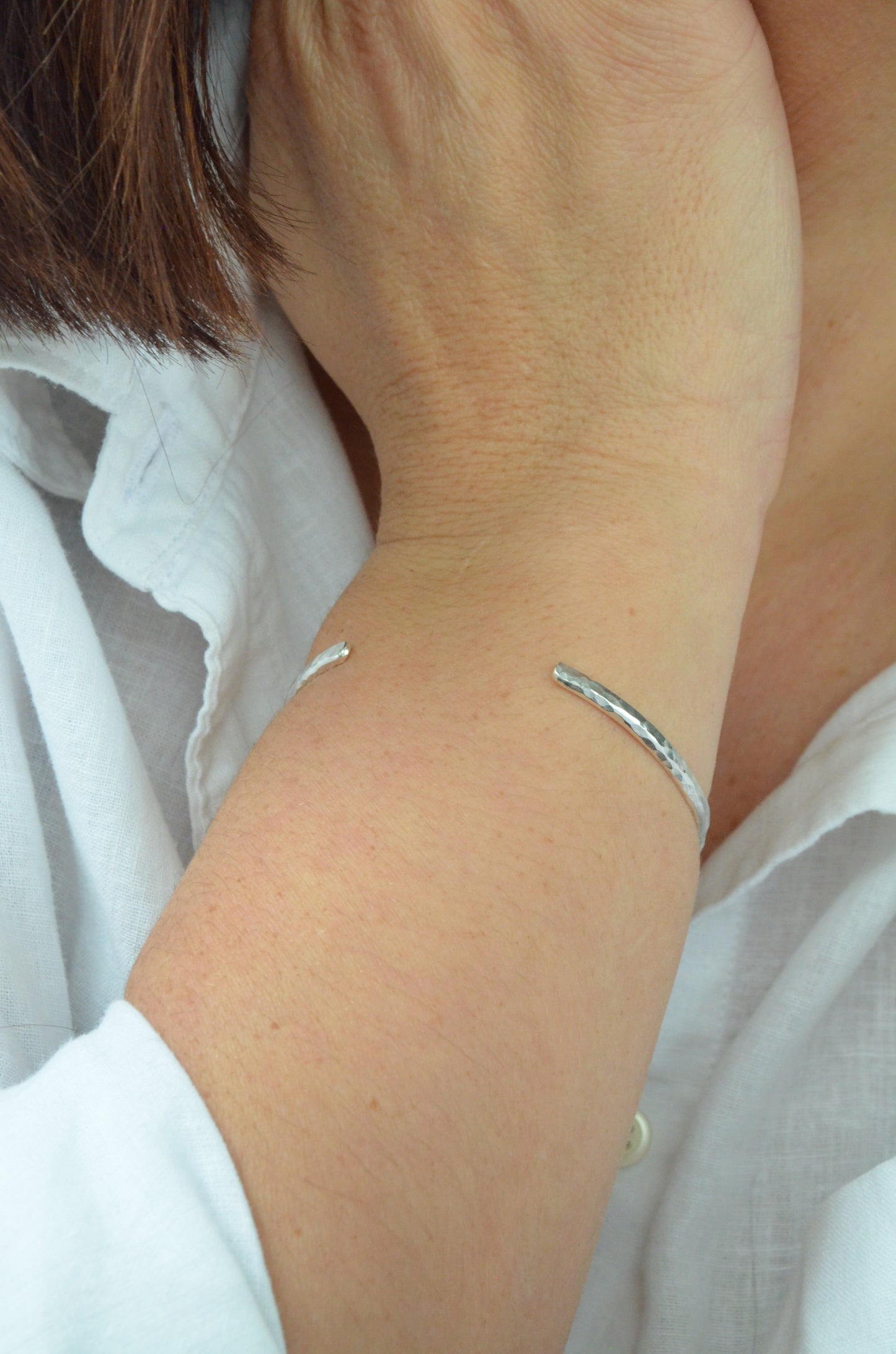 Skinny Personalised Cuff Bangle - sterling silver personalised bracelet