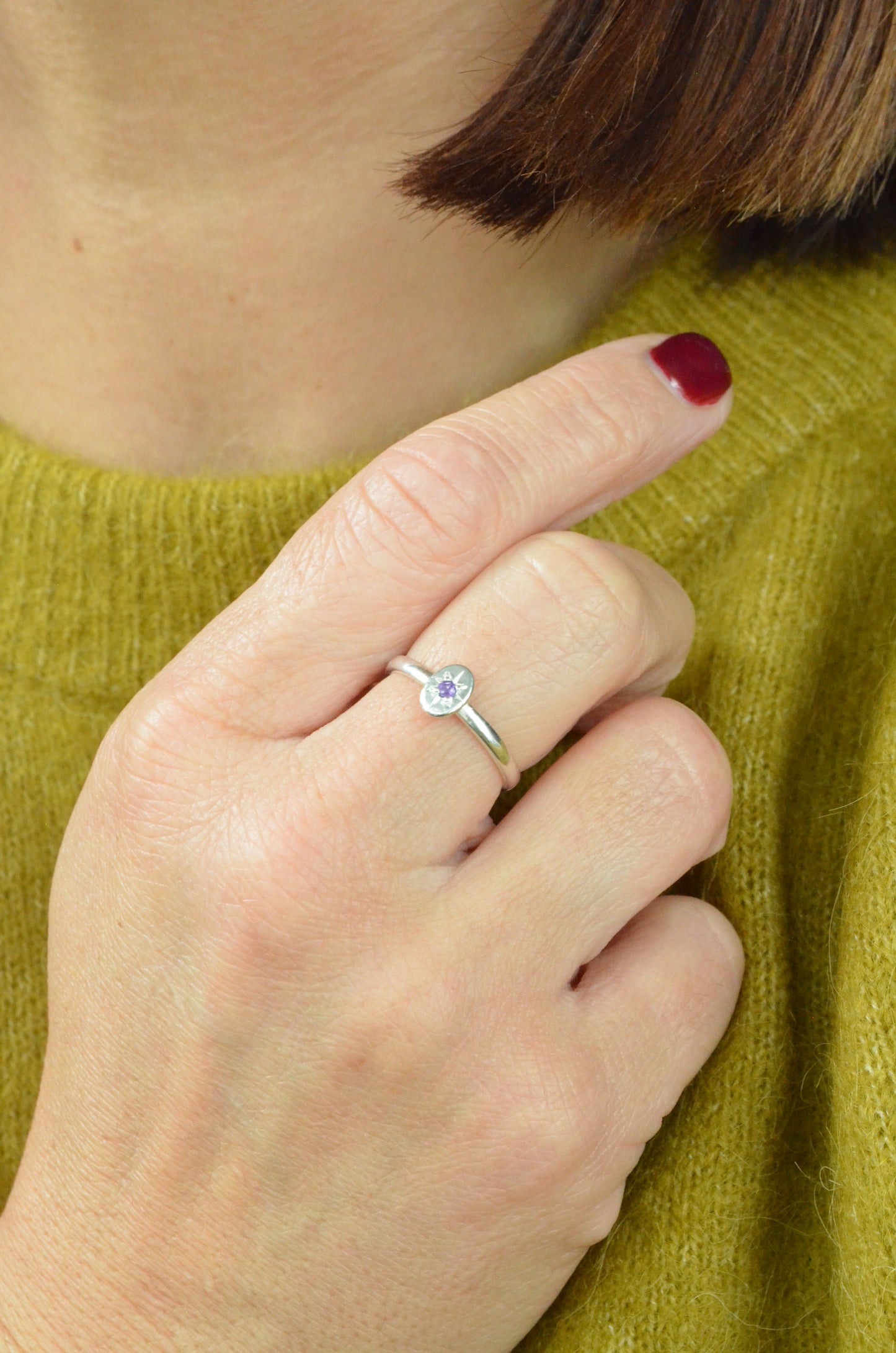 'Written in the stars' birthstone stacking ring