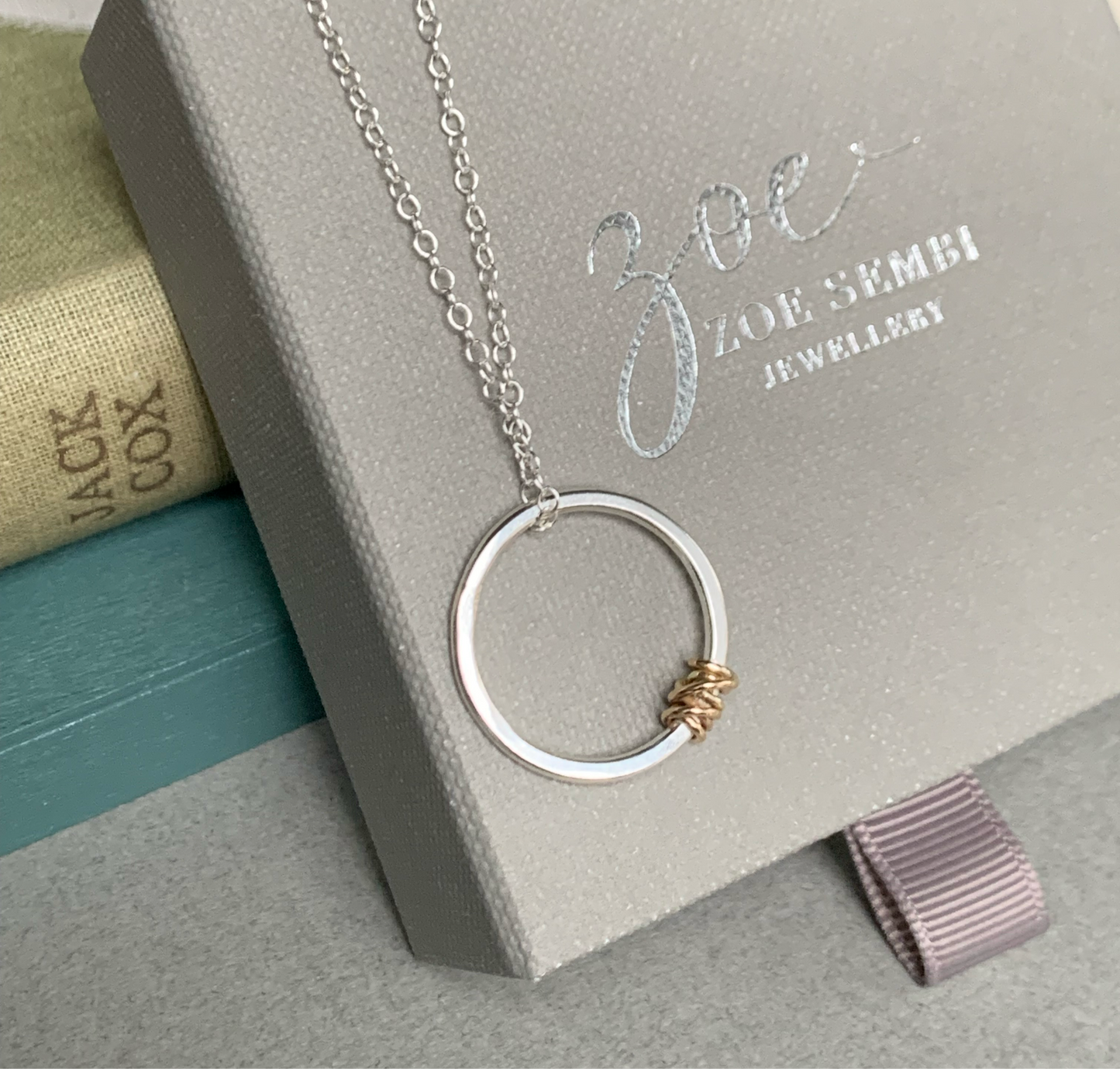 The Tanner Hoop Necklace - sterling silver hoop necklace with 12ct filled gold twist