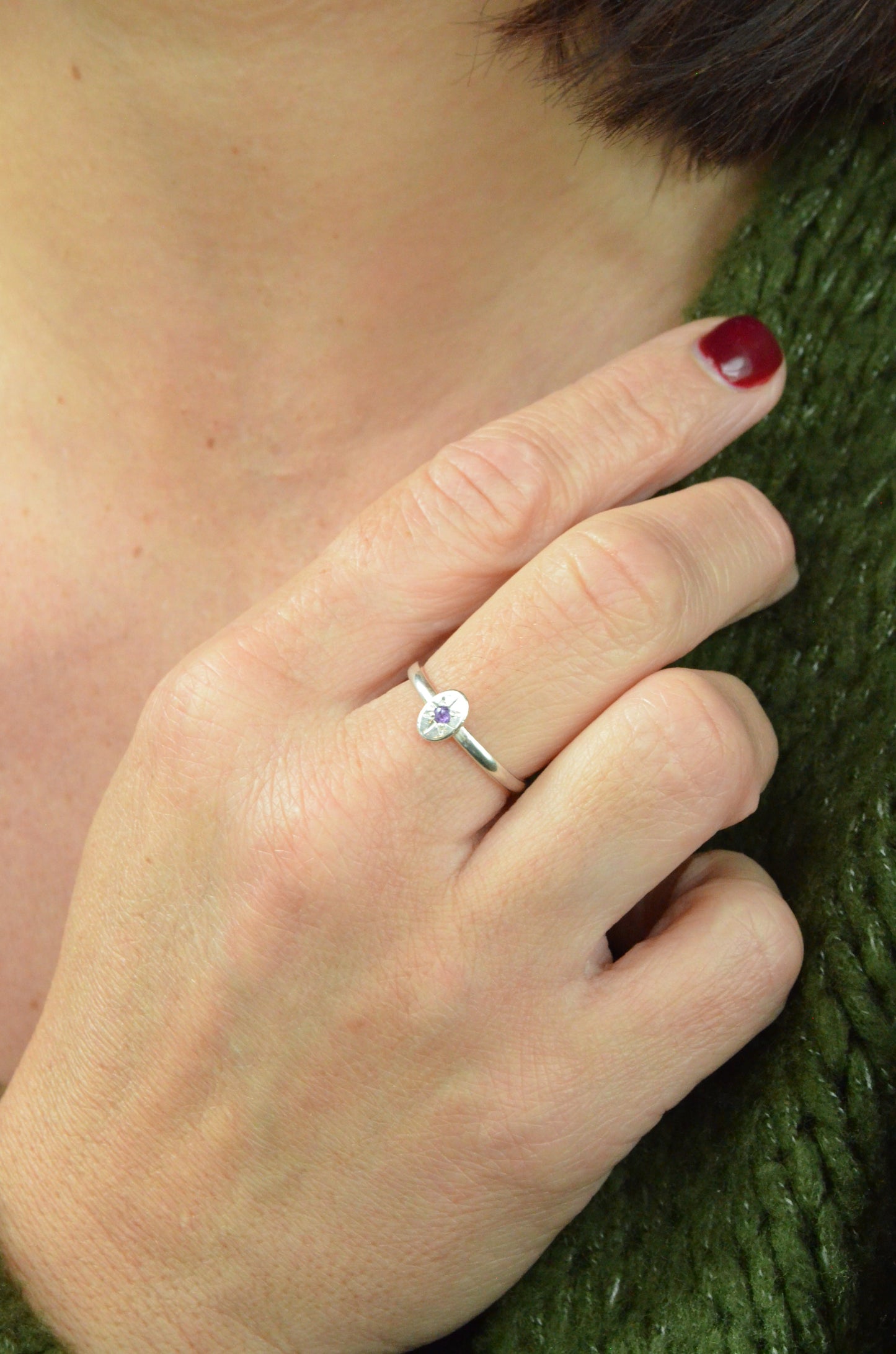 'Written in the stars' birthstone stacking ring