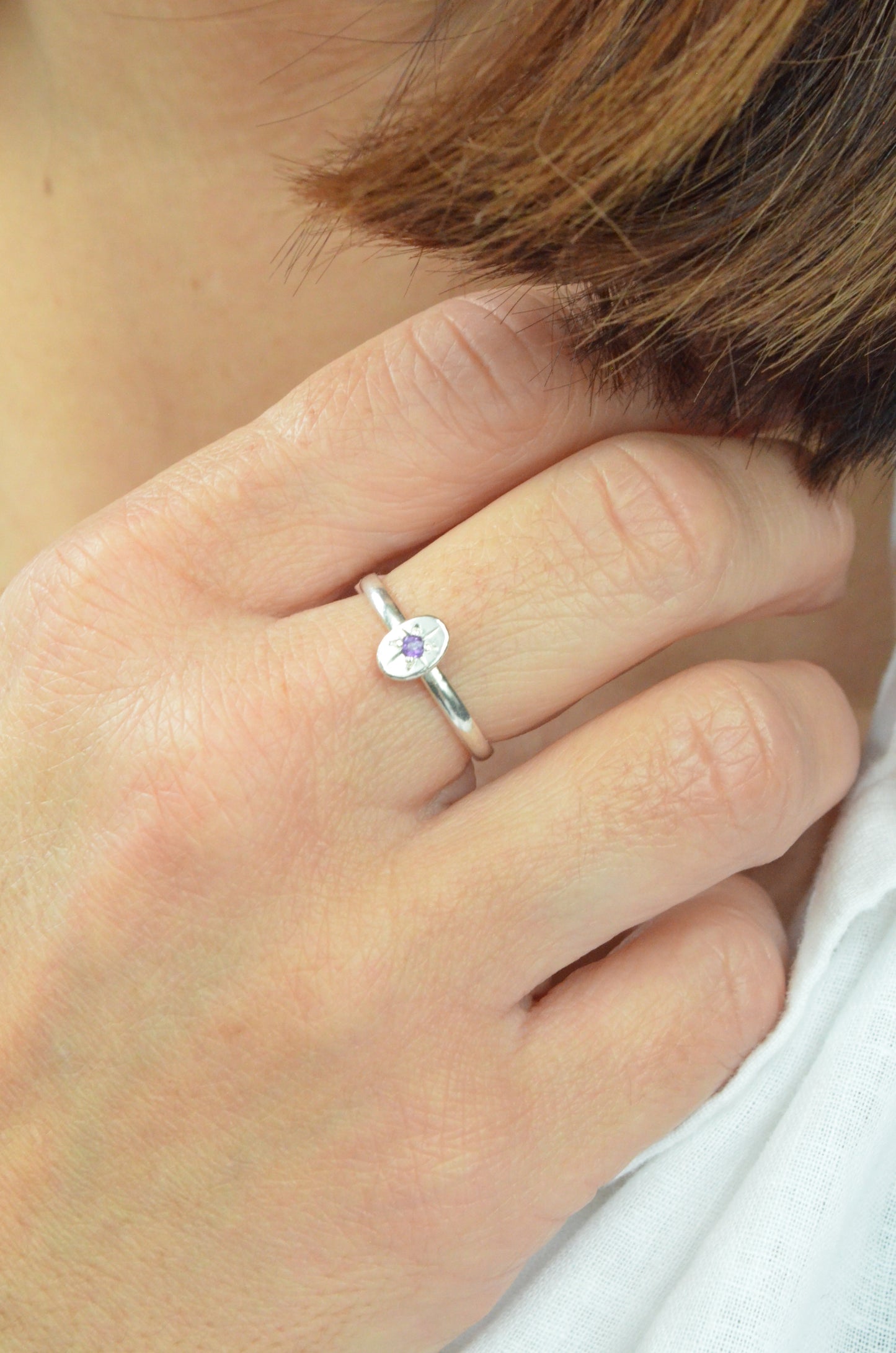 'Written in the stars' birthstone stacking ring