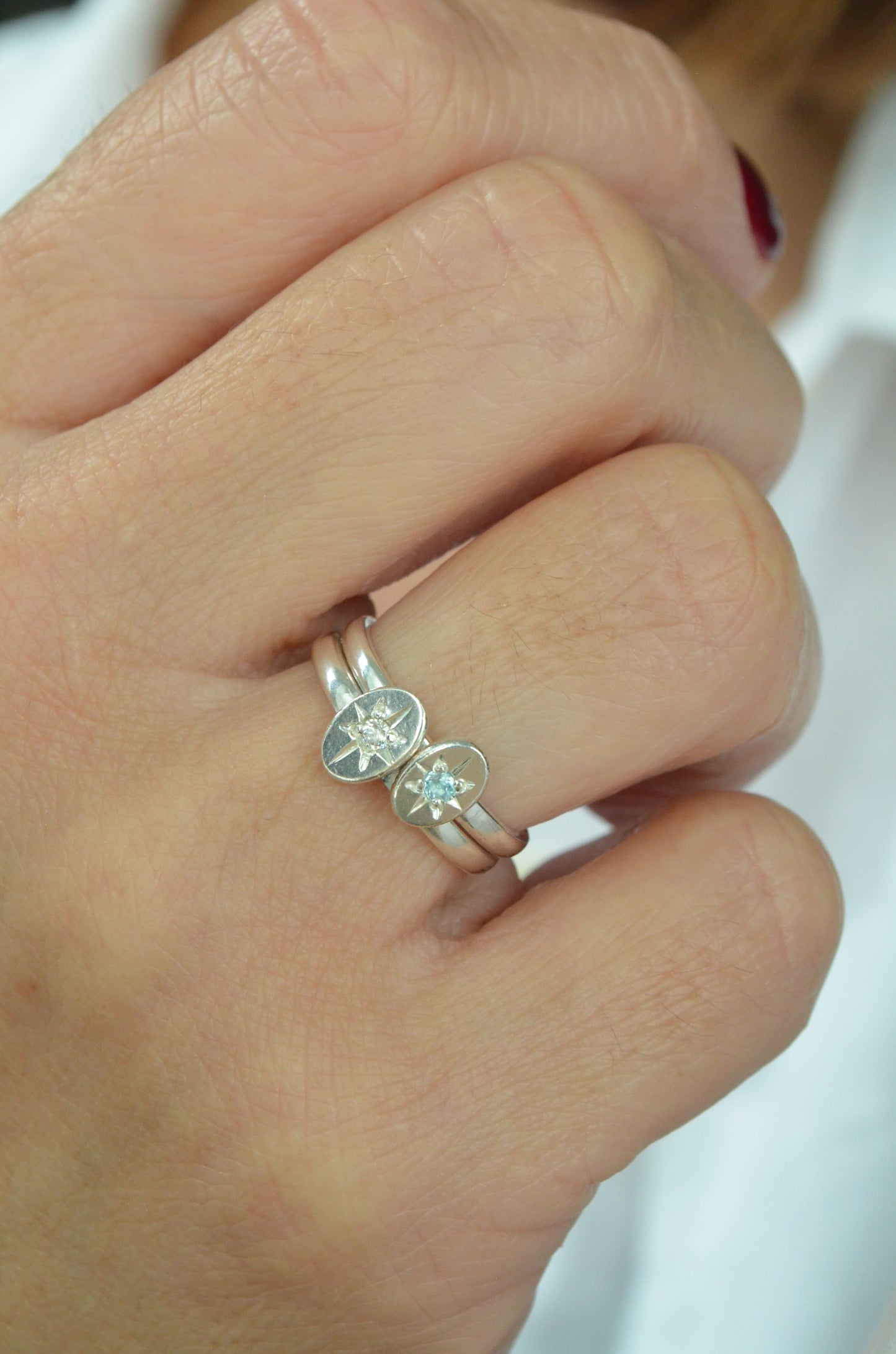 'Written in the stars' birthstone stacking ring