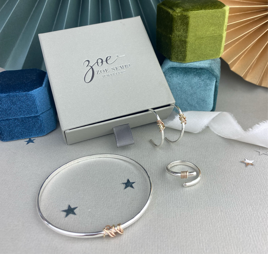 The Tanner Personalised Bangle - sterling silver with 12ct gold twist