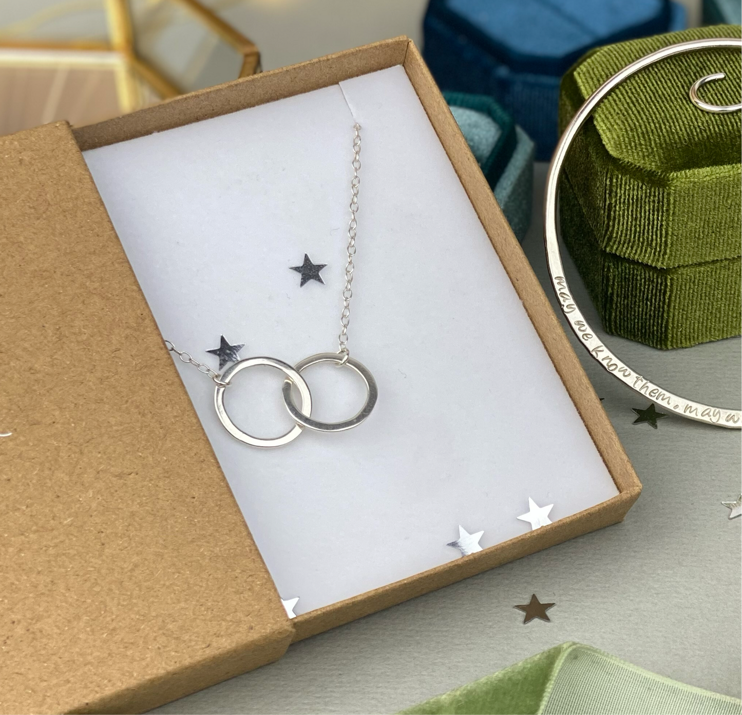 The Laurel Personalised Necklace - personalised interlinking hoops - hand stamped monogram and name necklace gift